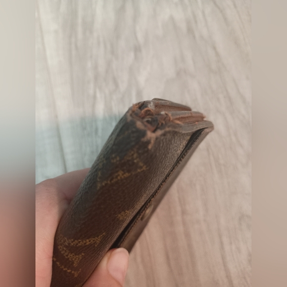 Vintage Louis Vuitton Wallet Card Holder Brown leather Made in France Authentic - Picture 6 of 14